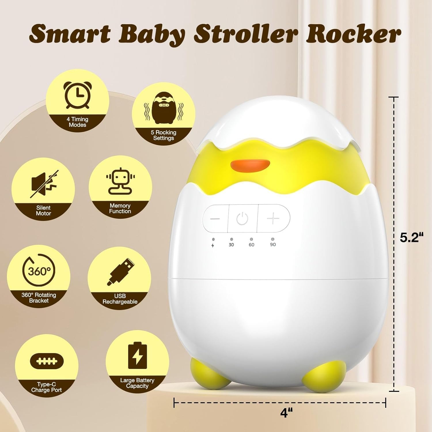 Portable Baby Rocker, Pram Rocker 2.0. USB Rechargeable, Portable Baby Rocker Fits Any Pram, Stroller, Baby Swing, Pushchair, Bouncer and Buggy image number 3