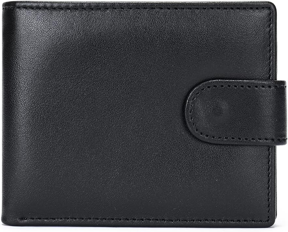 Men'S Genuine Leather Bifold Wallet - Vintage Zipper ID Window Design | 6 Card Slots + 4 Cash Pockets + 2 Photo Holders | RFID Protection & Zippered Coin Compartment (Black) - Brown image number 5