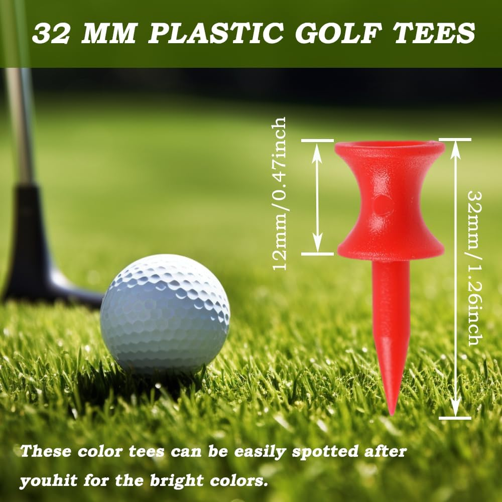 DAZISEN Golf Tees Plastic - 25MM/32MM Durable Small Castle Golf Tees Green/Red (100 Pcs) image number 2