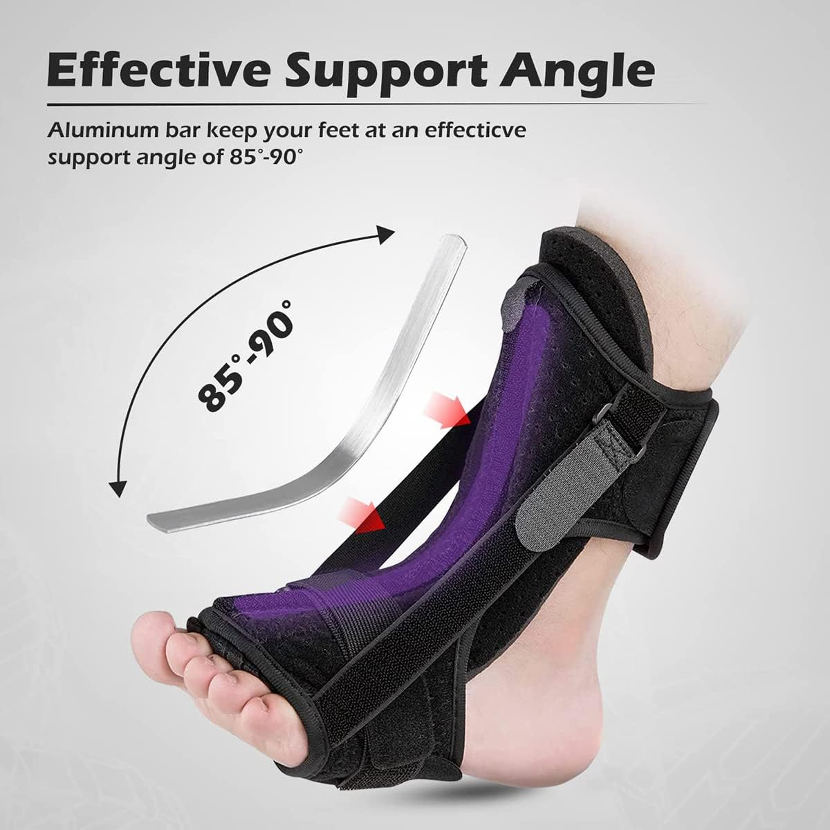 Plantar Fasciitis Night Splint Foot Drop Orthotic Brace Night Time Ankle Splint for Plantar Fasciitis Relieve Foot Pain Foot Brace Leg Support for Unisex for Plantar Fasciitis image number 2
