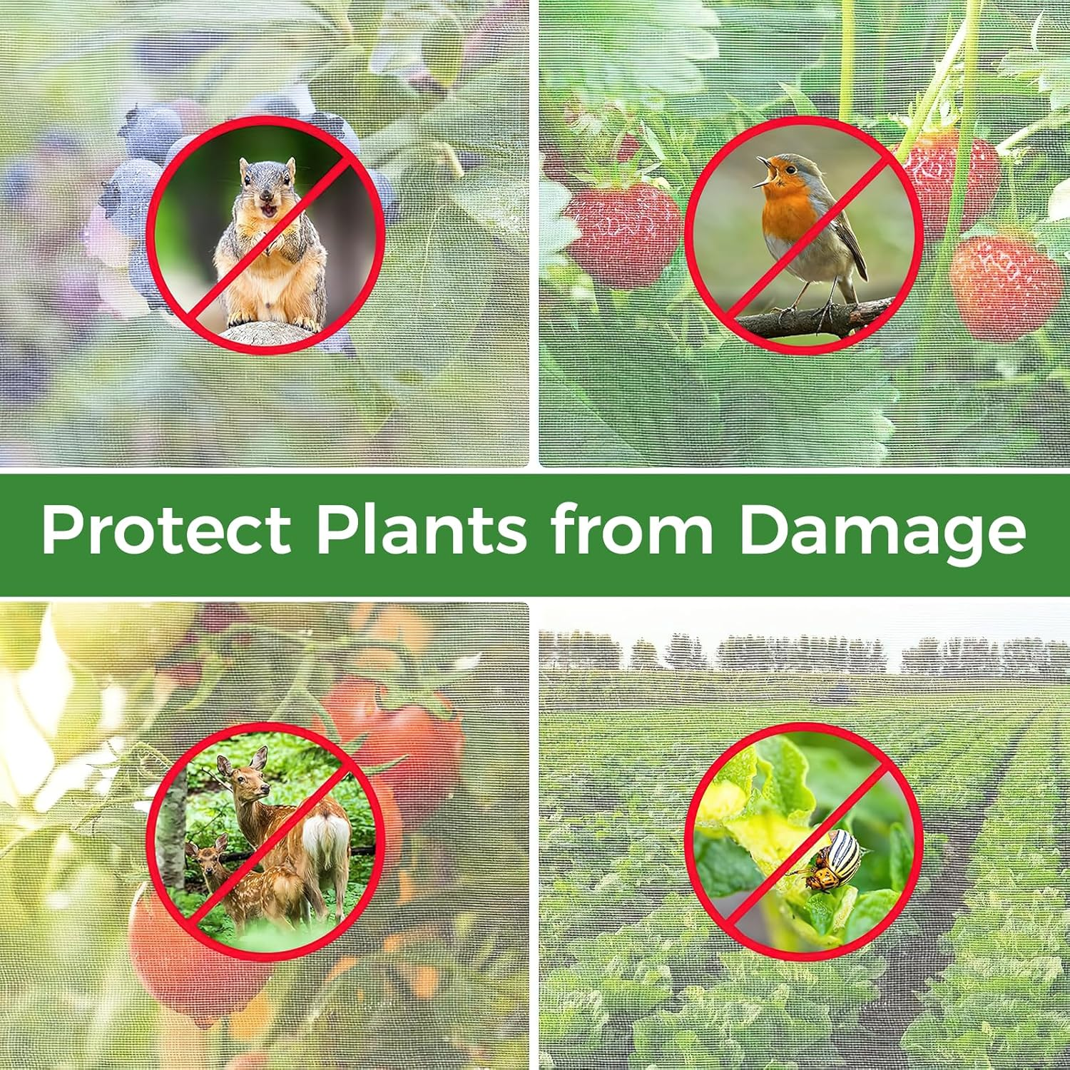 2Pcs 3.28 X 4.59 Ft Fruit Tree Net, Garden Insect Net, Plant Cover, Transparent Bird and Plant Barrier with Zipper and Drawstring, Flower and Fruit Net for Preventing Deer, Squirrel image number 2