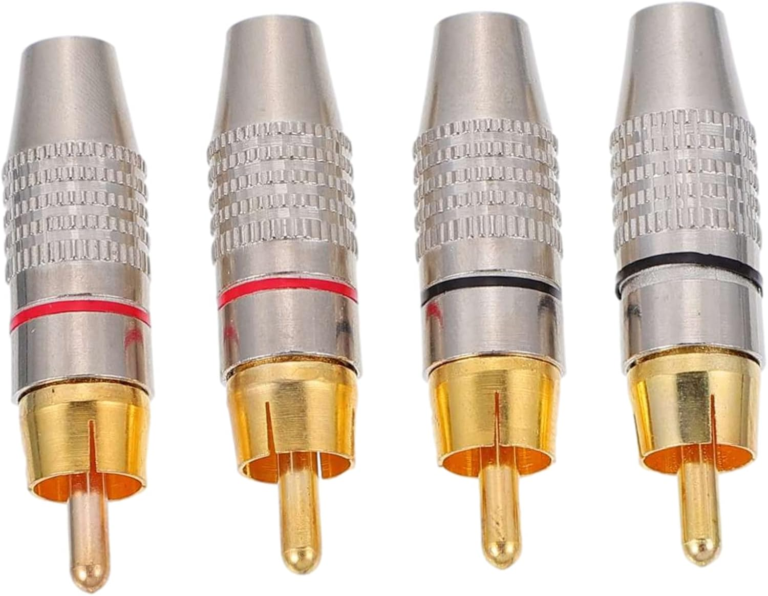 FELTECHELECTR 4Pcs Gold-Plated Male Audio Plugs Connector Set for Speaker and Av Cable Professional Hi-Fi Sound System Accessories with Colored Rings for Home Theater image number 3
