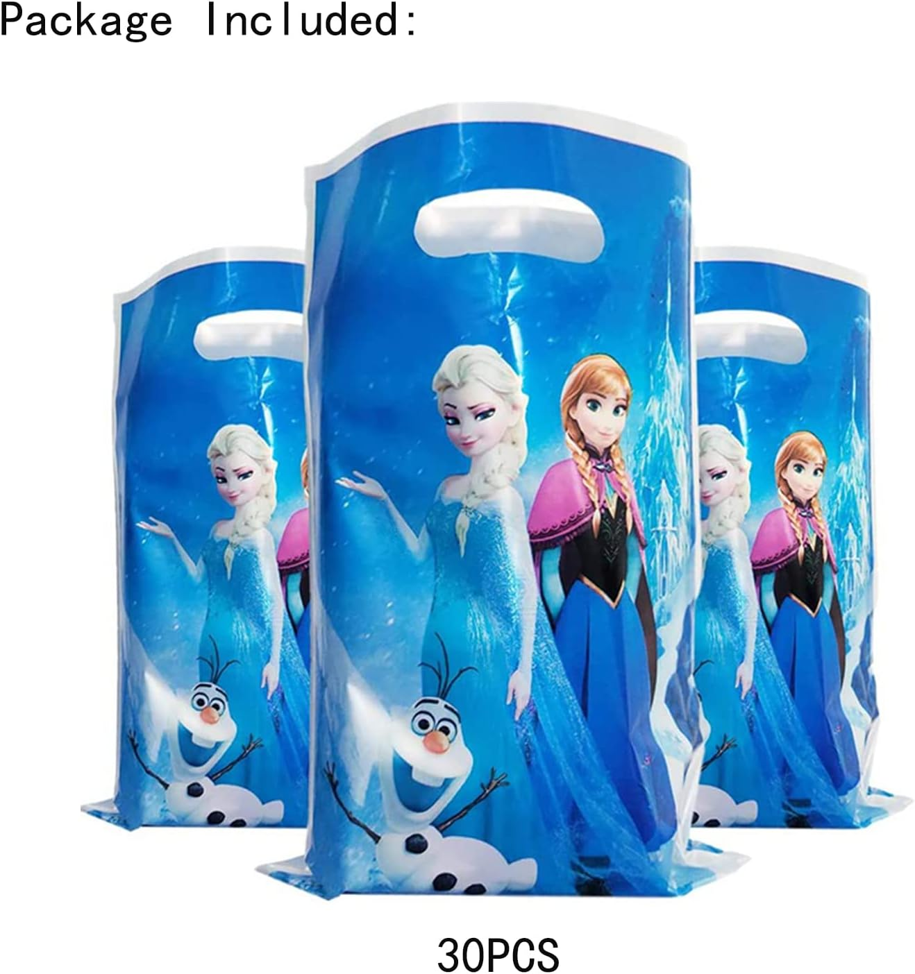 ALLPICK 30PCS Frozen-Themed Plastic Treat Bags Birthday Party Favor Bags Party Gift Goody Bags for Kids Birthday Frozen Party