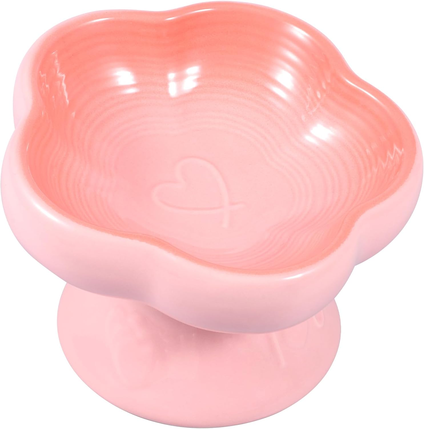 Ceramic Raised Cat Bowl-230 Ml 15&deg; Tilted Elevated Dog Feeder Bowl Pet Food Water Feeder Dish Dishwasher Safe for Pet Dog Cat(Pink,1) - Green image number 2