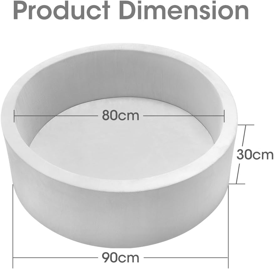 Playpals Foam Ball Pit for Kids and Toddlers, 90 X 30CM Soft round Ball Pool Playpen Fence with 200 Ocean Balls, Baby Ball Pit for Indoor and Outdoor Game - Grey image number 1