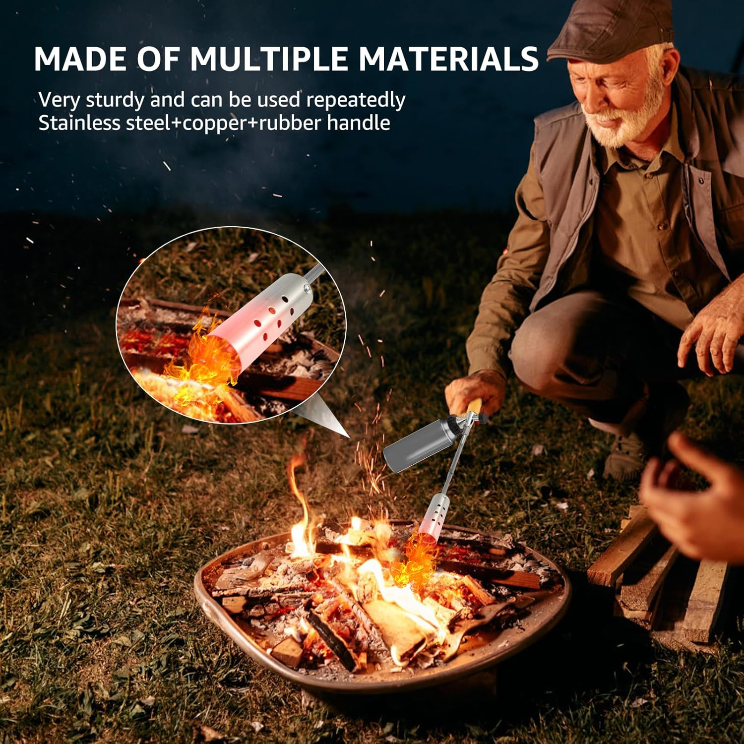 Weed Terminator Removable 3 Stage Weed Flame Torch Stainless Steel outside Weed Burner Reusable Long Arm Weed Torch Multifunction Weed Terminator for Garden Melting Ice Charcoal Starter Mbnvtxh image number 4