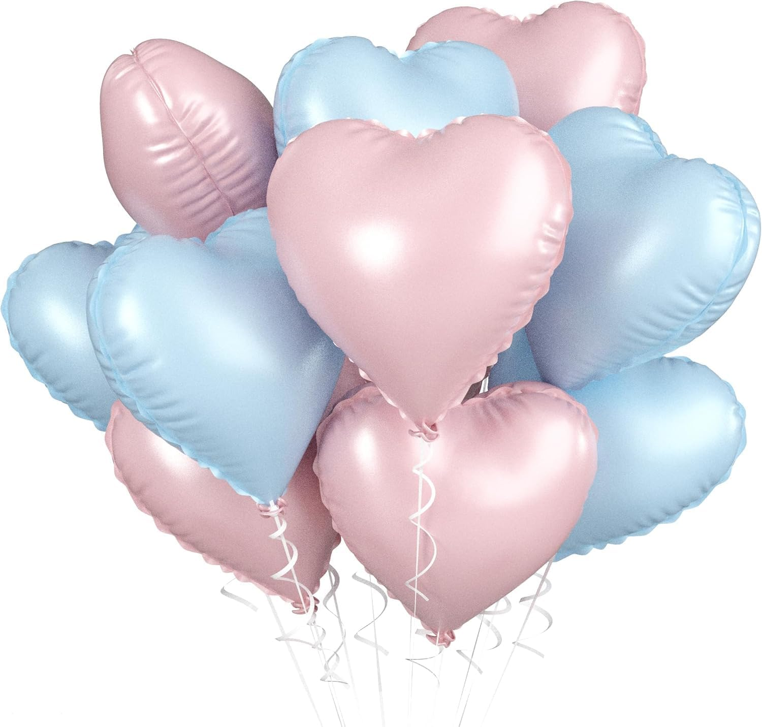 Light Pink Heart Balloons, 10PCS Glitter Pink Heart Shape Balloons Foil, 18Inch Pastel Pink Love Heart Balloons for Girls Women Valentines Day, Wedding, Brithday, Baby Shower Party Decorations