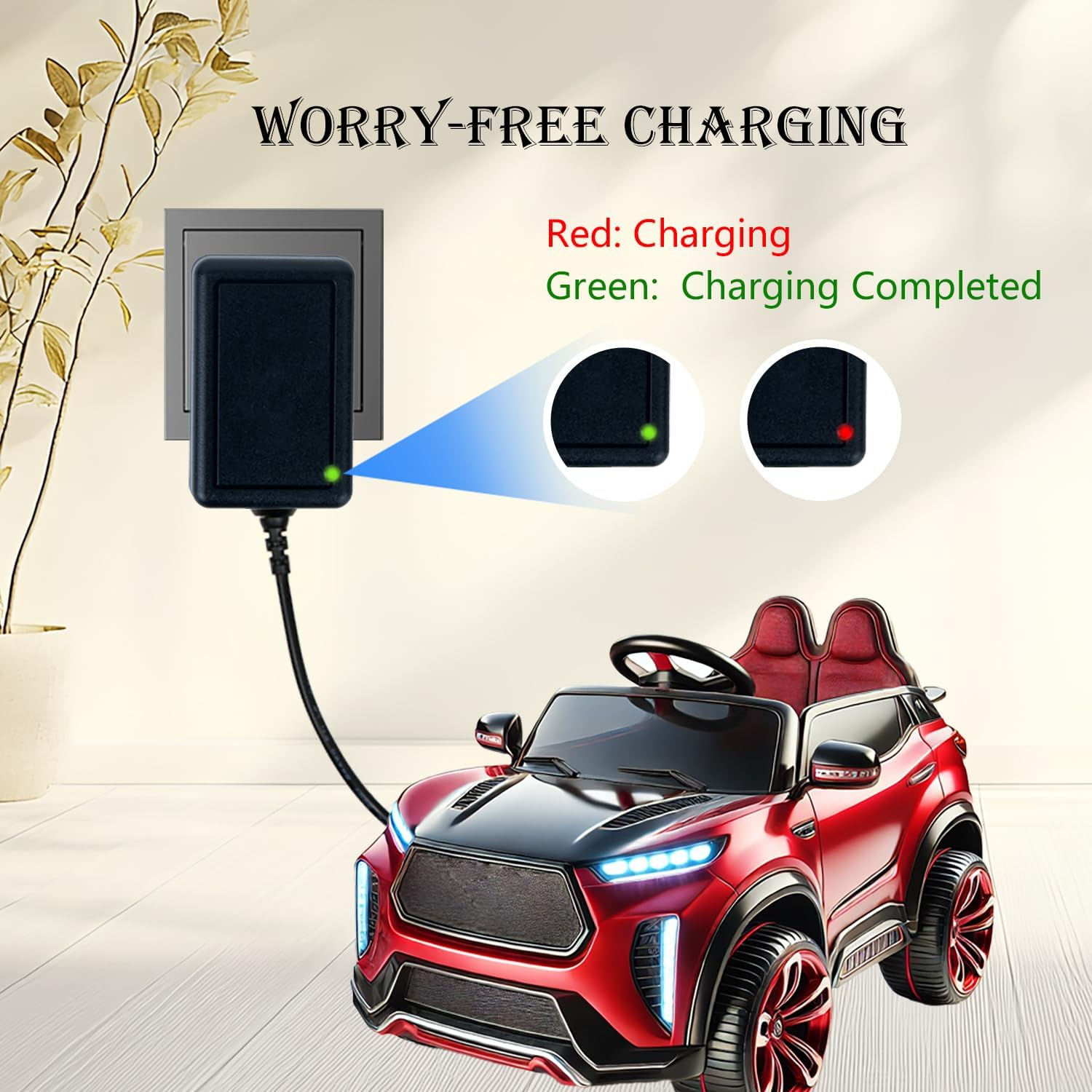 6V Charger for Kids Ride on Car, 6 Volt Battery Charger for Best Choice Products Trax Disney Frozen Mickey Minnie Mouse Racer Quad BMX X6 Audi R8 Wal-Mart Kid TRAX Moto ATV Quad image number 2