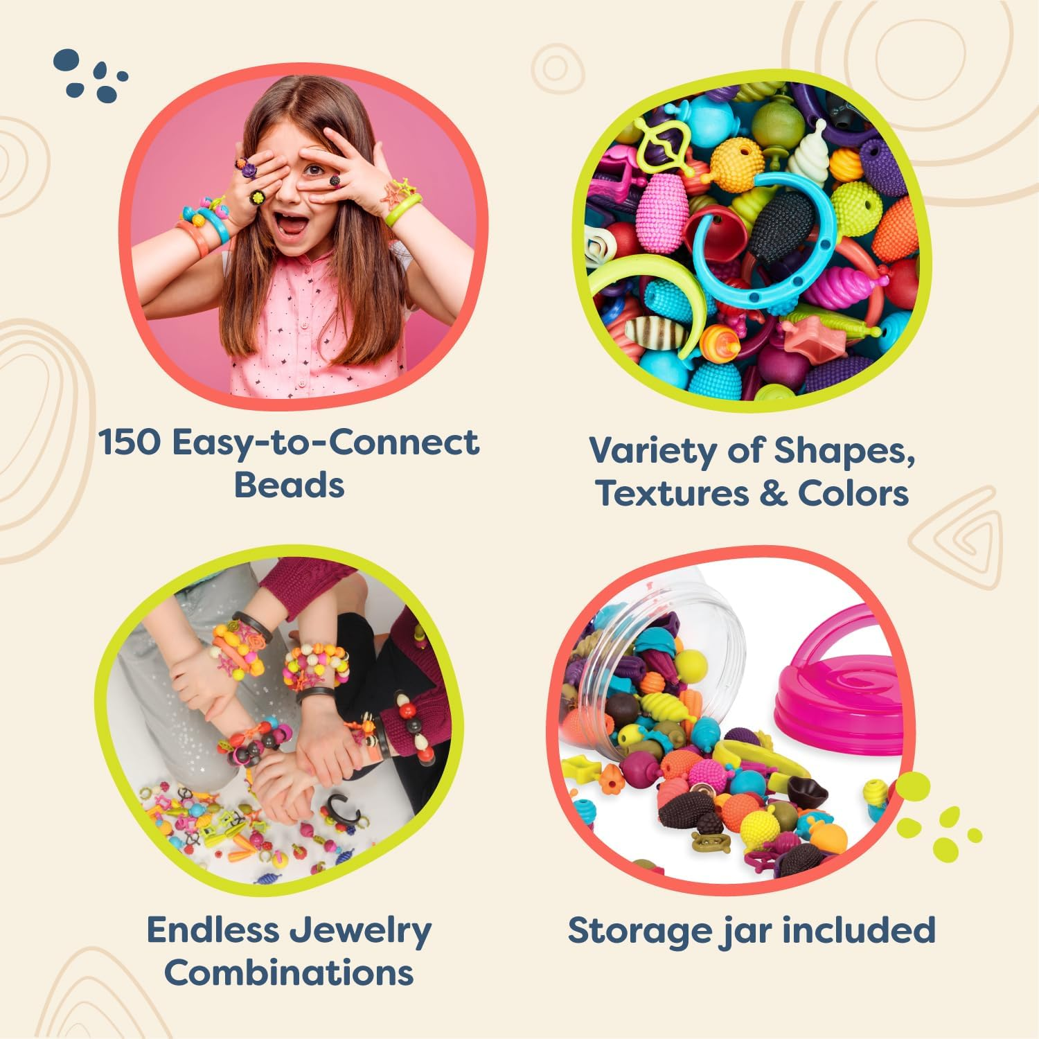B. Toys &ndash; Pop Arty! 150 Pieces &ndash; Jewlery Making Kit &ndash; Creative Pop Snap Bead Set for Kids &ndash; DIY Craft Jewelry Making Kit &ndash; Necklaces, Rings, Bracelets &ndash; 4+ Years image number 2