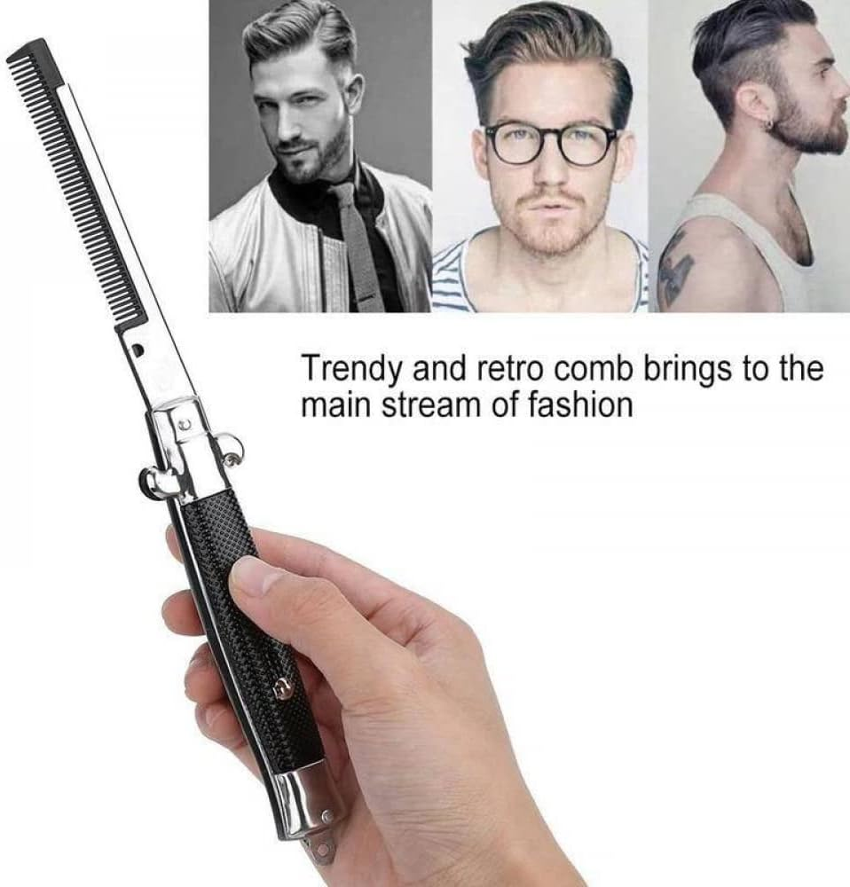 Multifunctional Folding Comb, Pocket Comb, Spring Comb, Stylish and Portable, Suitable for Home Use and Travel, Which Can Easily Groom Hair and Beards. image number 4