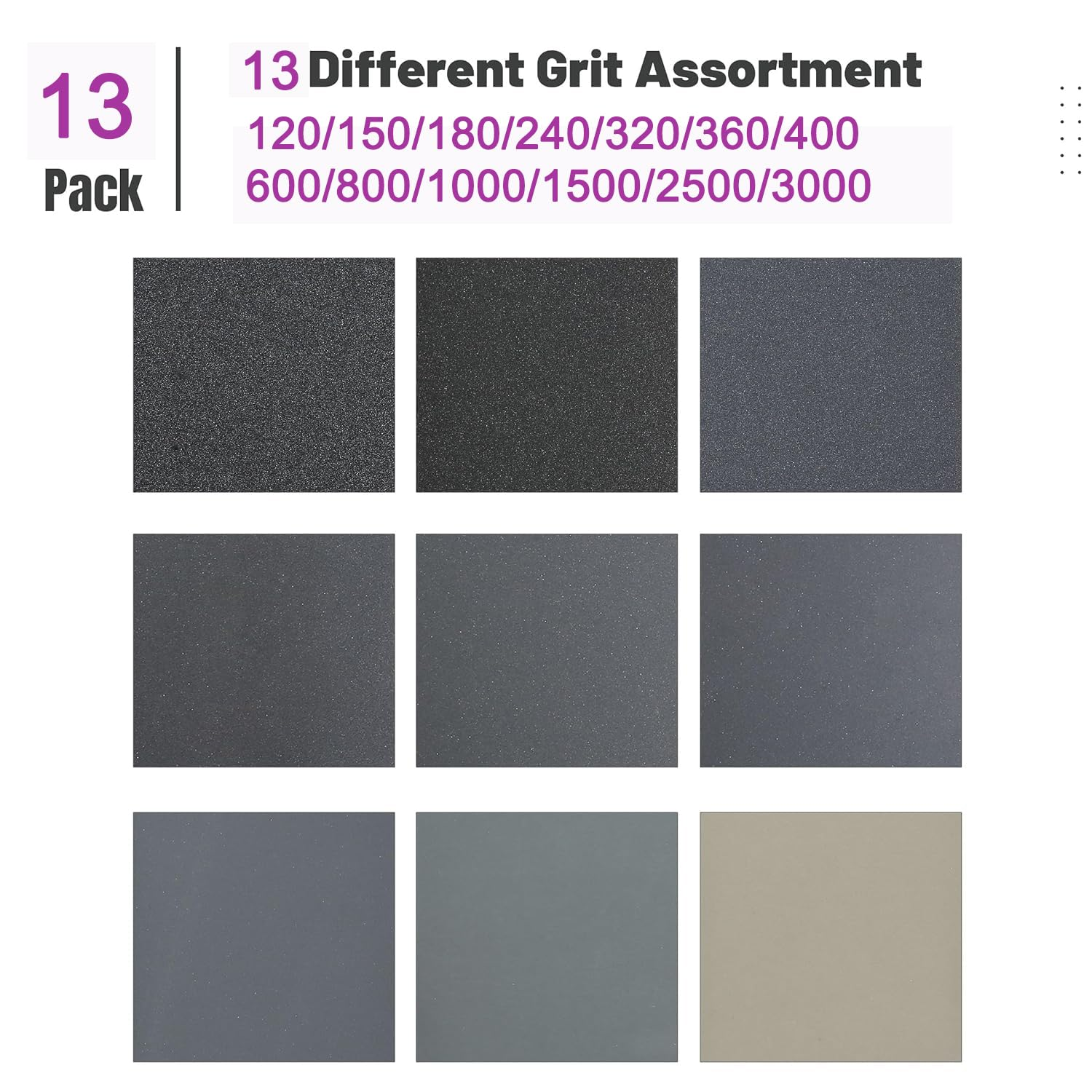 Sandpaper,120/150/180/240/320/400/600/800/1000/1500/2500/3000 Grit Assorted Grit Sandpaper,23 X 9 Cm Wet Sandpaper for Polishing Metal, Car, Wood image number 6