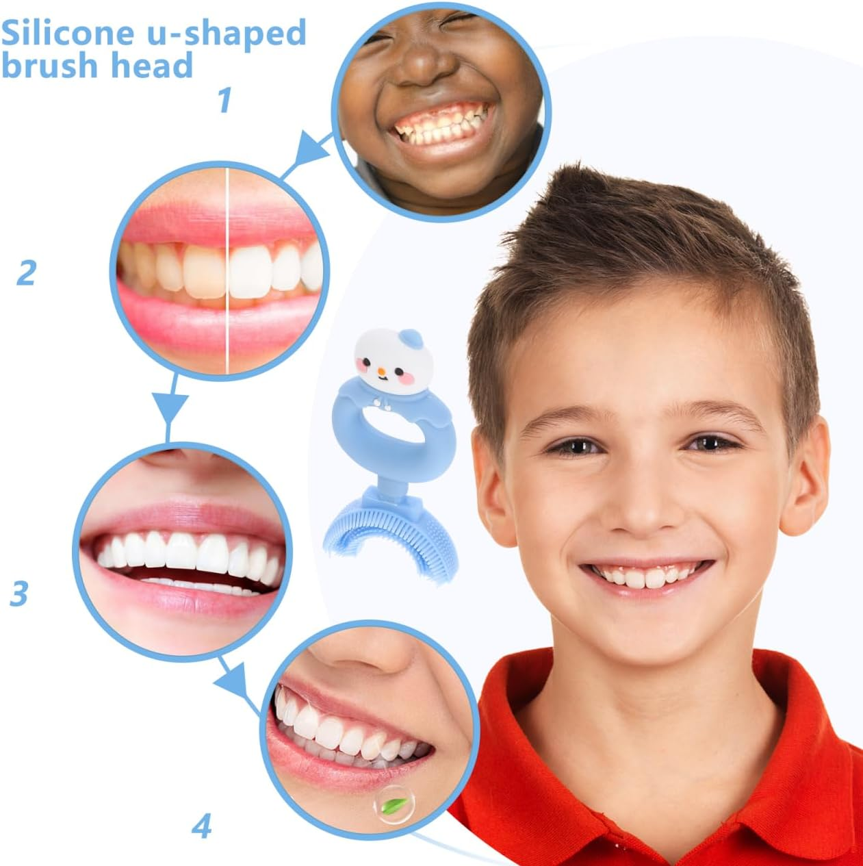 Snowman U-Shaped Silicone Toothbrush Head for Kids Manual Toddler Tooth Brush with Soft Silicone Bristles Comfortable Oral Cleaning Tool for Child Dental Clean image number 1