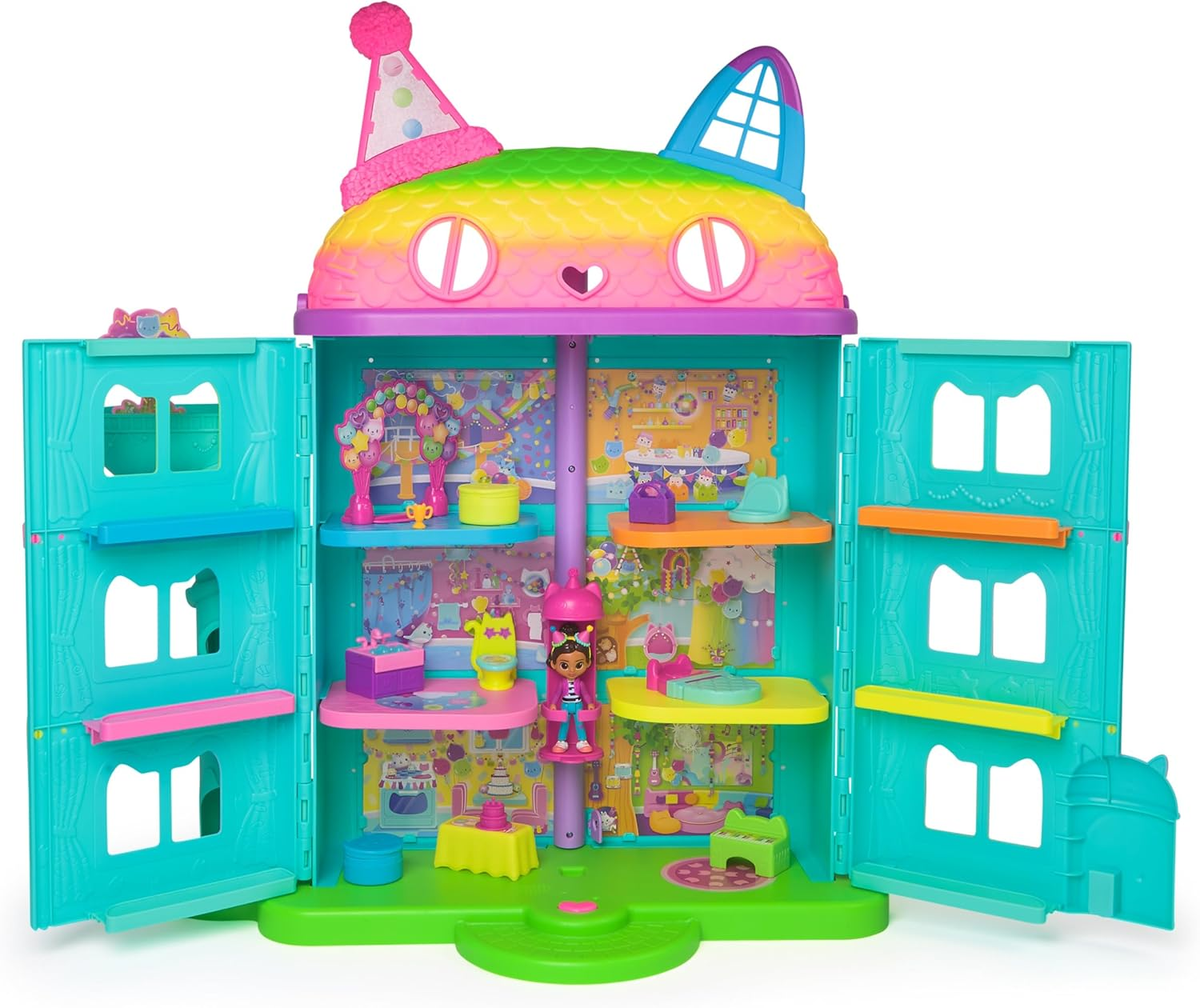 Gabby&rsquo;S Dollhouse, 14-Piece Rainbow-Themed, Celebration Doll&rsquo;S House, Toy Figures, Doll&rsquo;S House Furniture and 10 Sounds, Kids&rsquo; Toys for Girls and Boys Aged 3+ image number 4