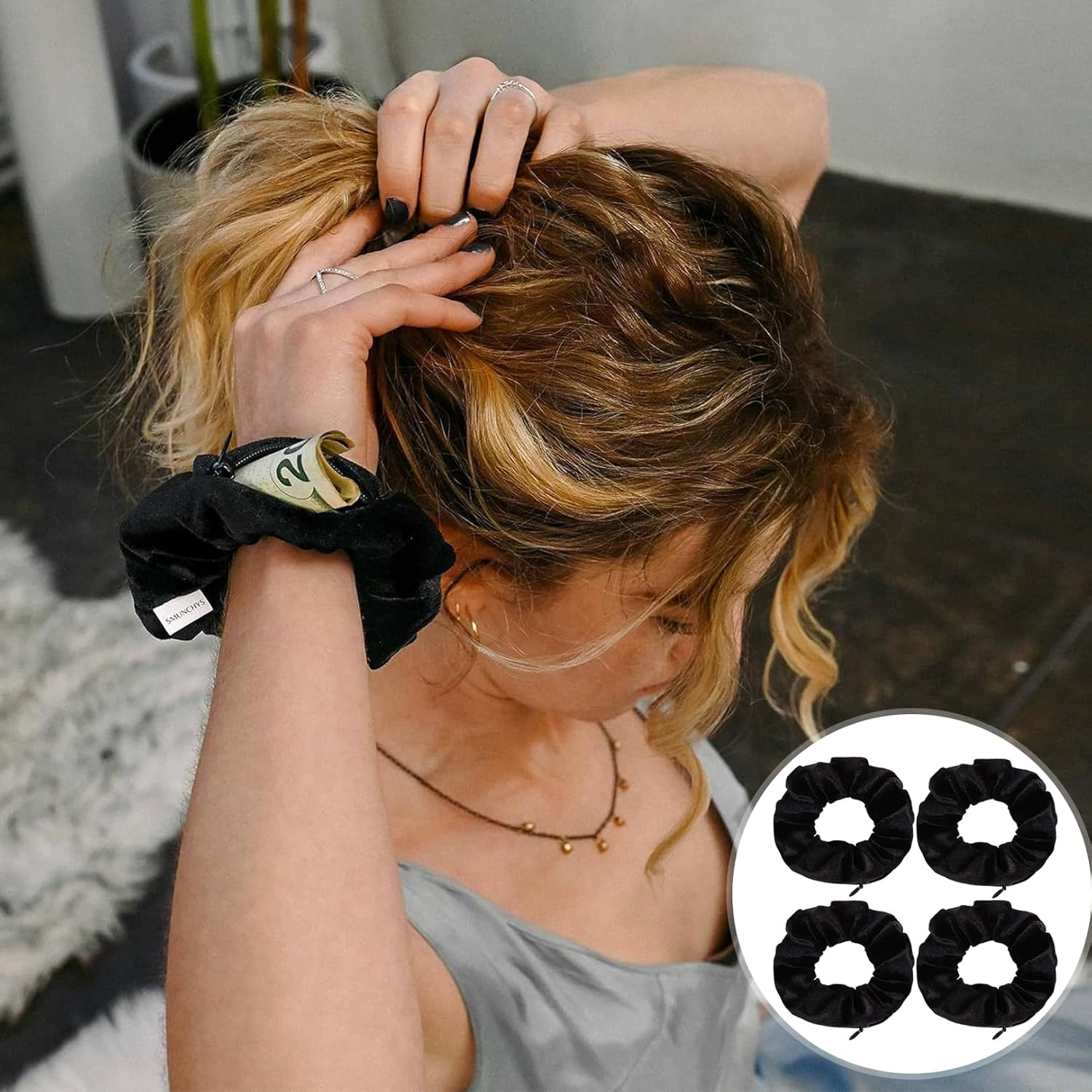 Pack of 4 Hair Bands with Zip, Travel Gadgets Hiding Money, Gadget Secret Compartment Holiday, Women Money Hiding, Safe Travel, Storage, Beach Hiding Valuables at Home