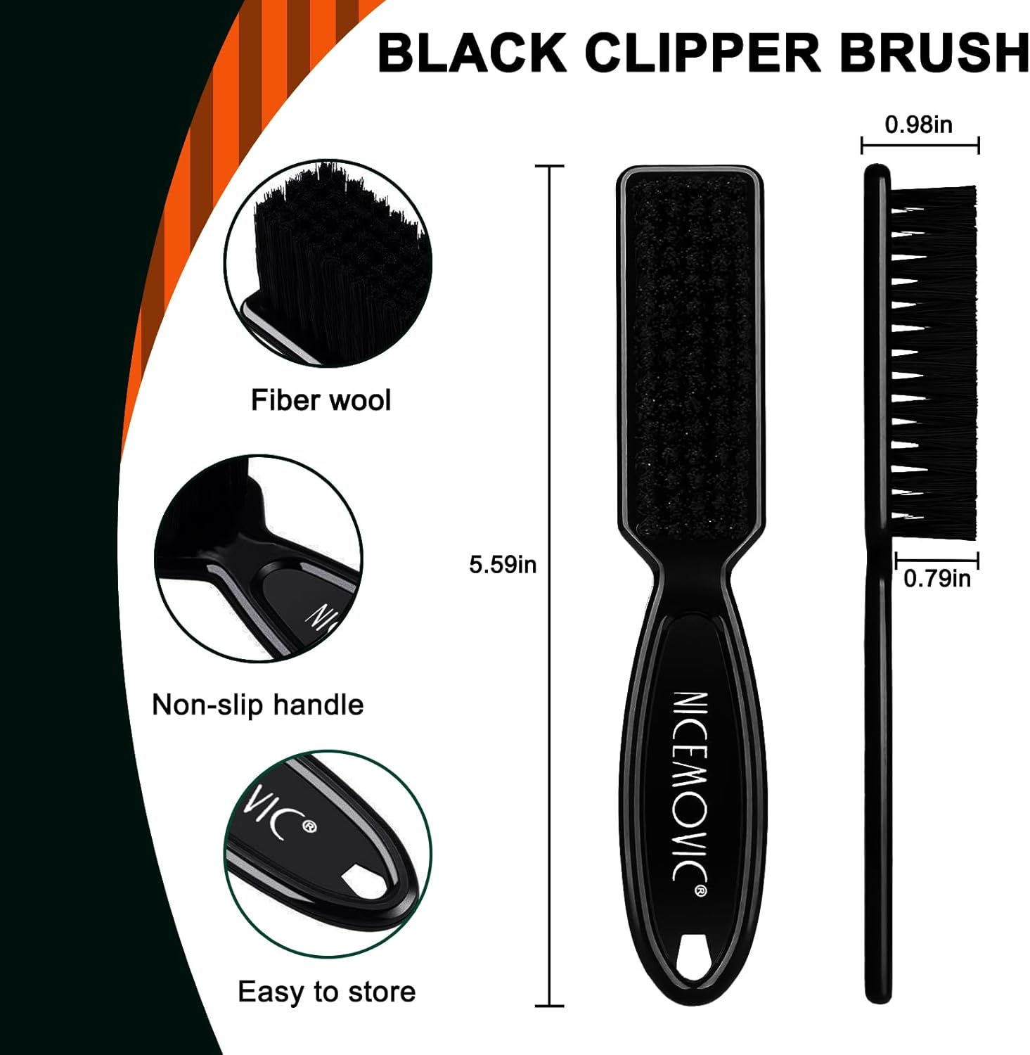 NICEMOVIC Barber Clipper Brushes, 10 Pcs Plastic Handle Nylon Bristles Cleaning Brush, Multifunctional Cleaning Supplies for Hair Styling Tools, Kitchen Sink, Shoes (Black) - Brown image number 2