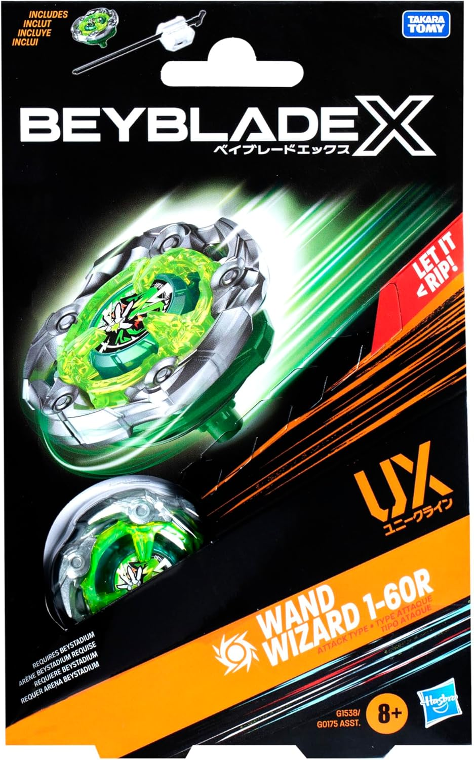Hasbro Beyblade X Wand Wizard 1-60R UX Starter Pack Spinning Top and Starter