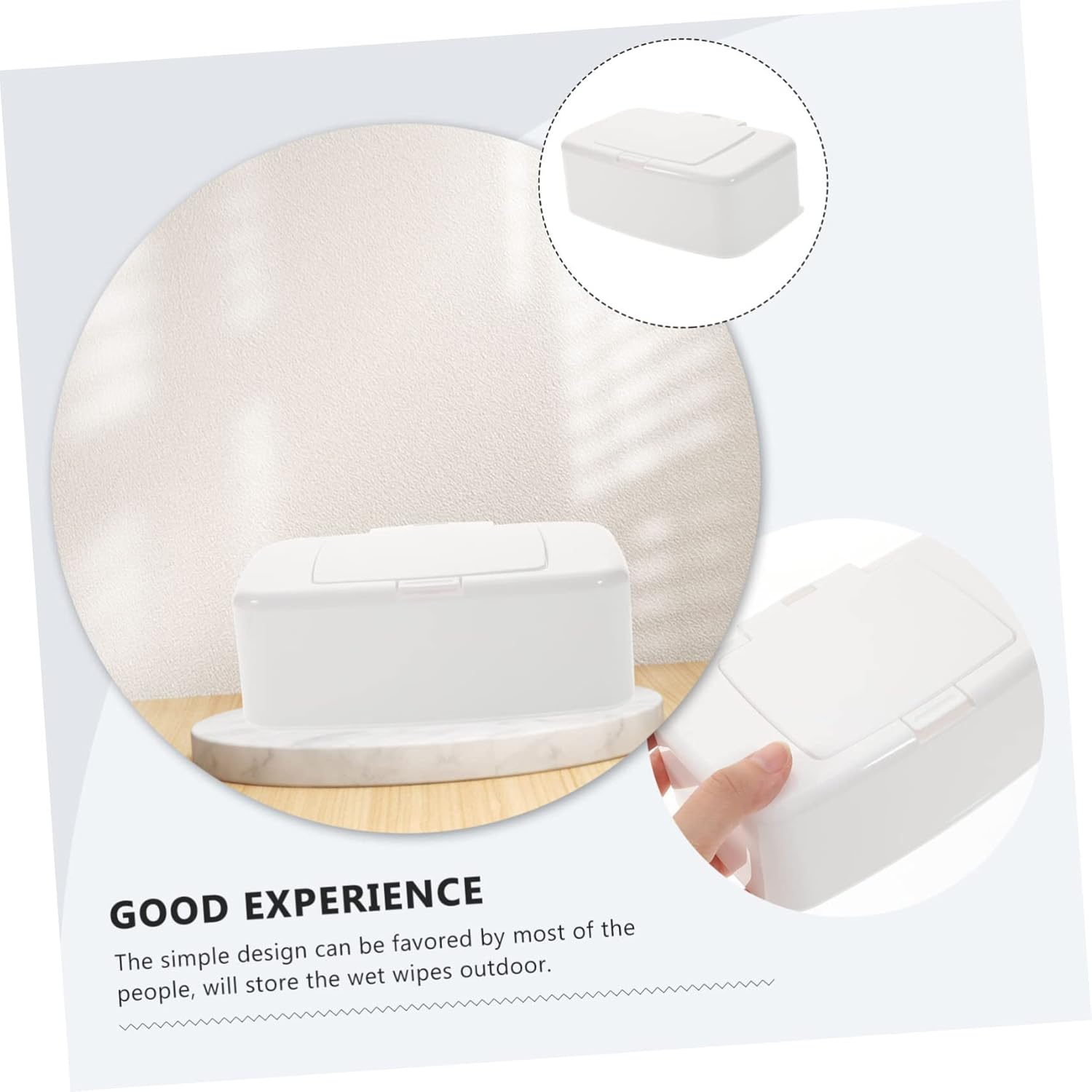 Portable Refillable Wipes Dispenser Box Lid White Plastic Household Travel Storage Organizer for Car and Desktop Use image number 5