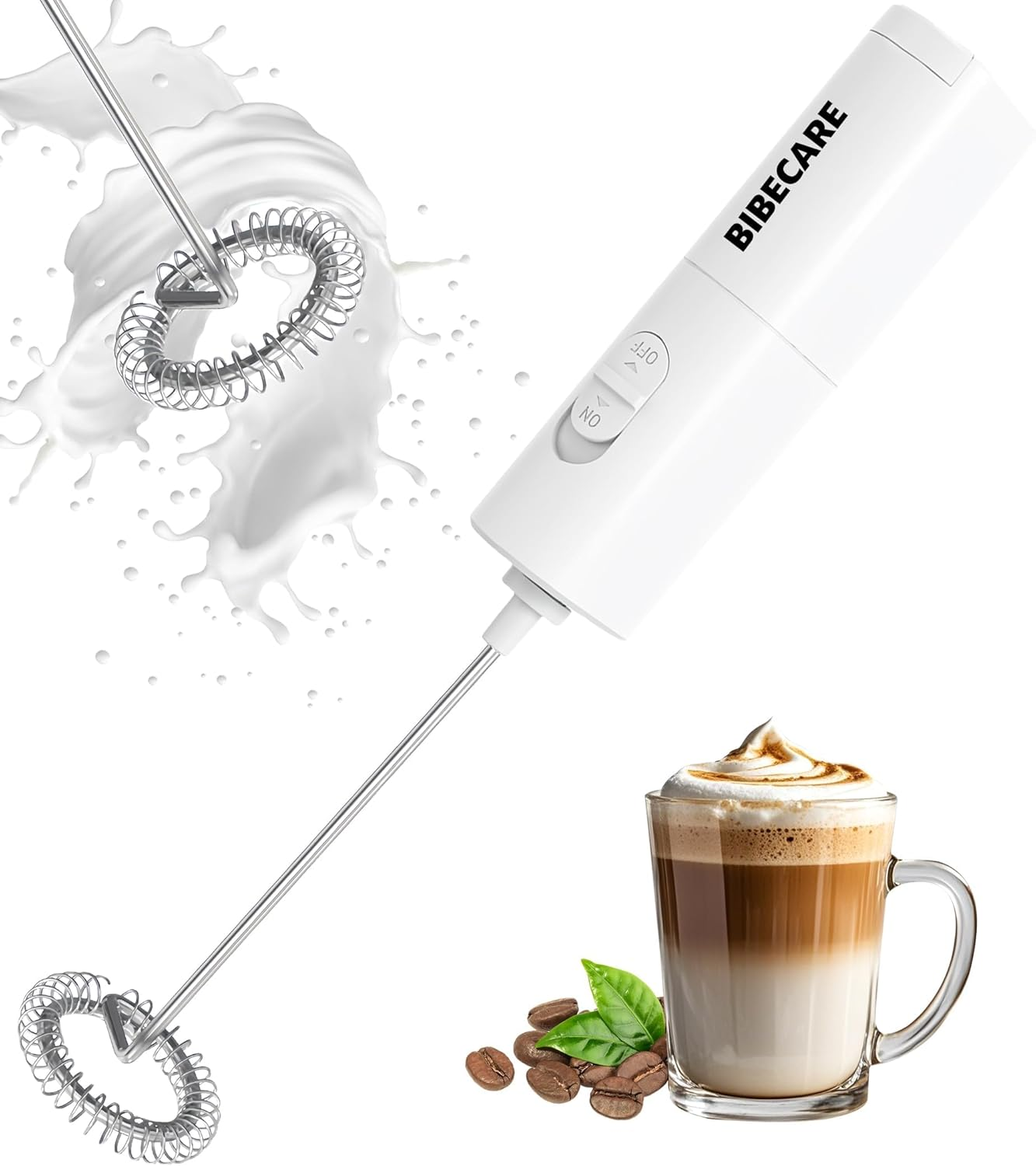 Milk Frother Handheld Powerful Mixer Mini Hand Blender for Perfect Lattes, Cappuccinos More-Portable Stainless Steel Whisk, Ideal for Frappe, Hot Chocolate, Coffee Creamer&Matcha
