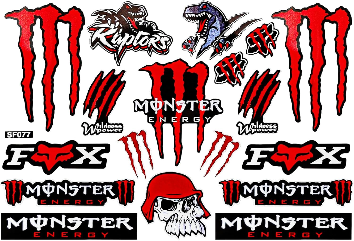 Cretassion Reflective Monster Energy Sticker, Waterproof Sticker Motorcycle Cool, High-Quality Stickers for Motorcycles, Motorcycle Helmet, Skateboard, Car and Off-Road Motorcycles Red image number 5