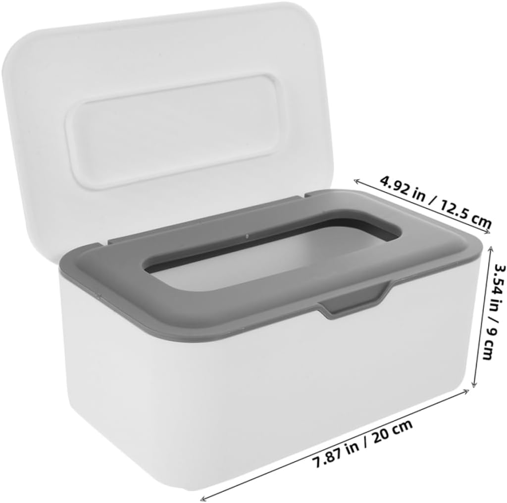 2Pcs Reusable Wipe Boxes Lid Sealed Dustproof Wipe Dispenser for Baby and Bathroom Portable Refillable Holder Container Gray