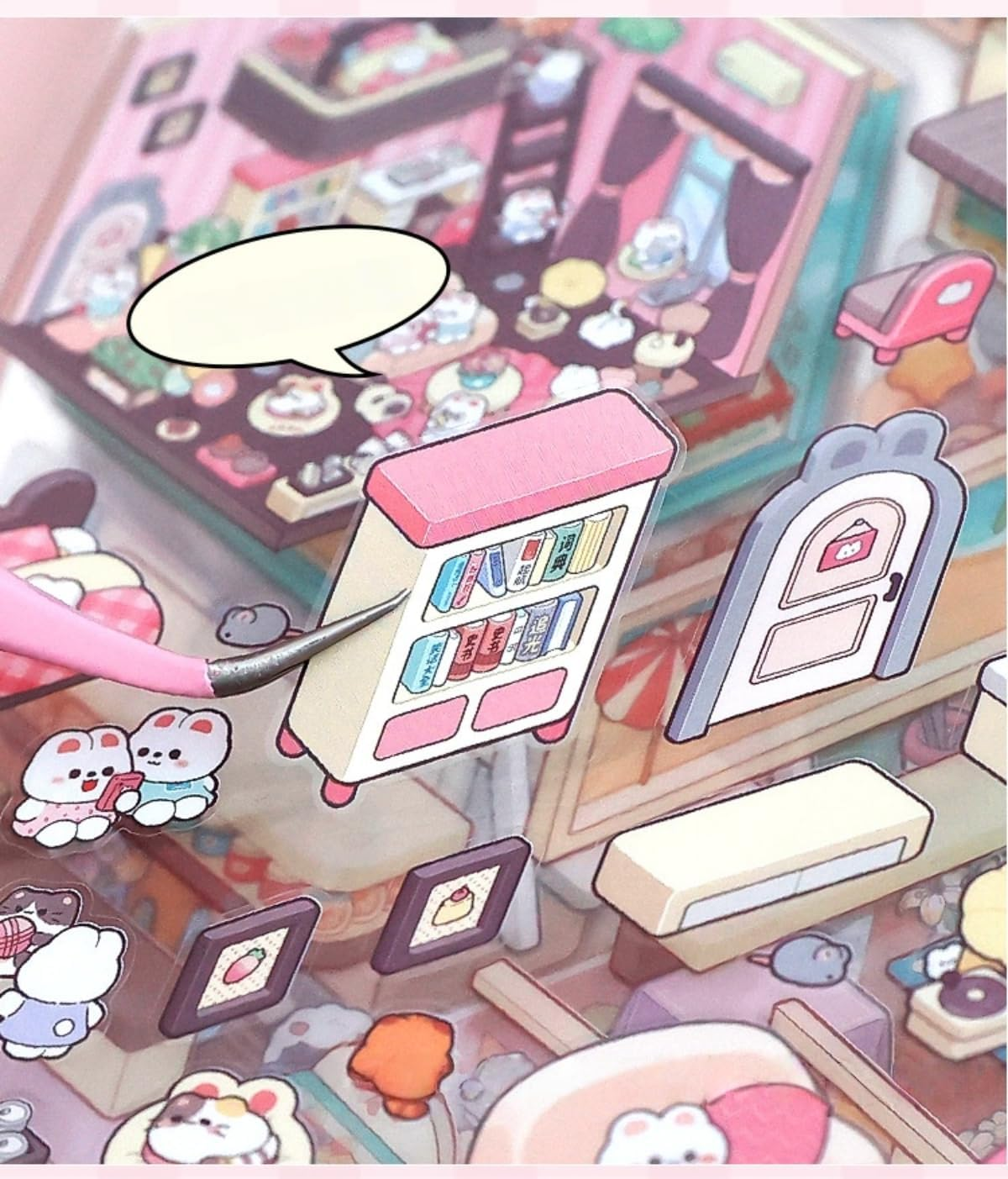 20 Set DIY 3D Sticker Scene Collection Book,Fun DIY 3D House Stickers for Kids Make Your Own Warm Home,Supermarke,Therapy for Adult for Relief Stress Pass the Time Clothing Store,Burger Shop image number 6