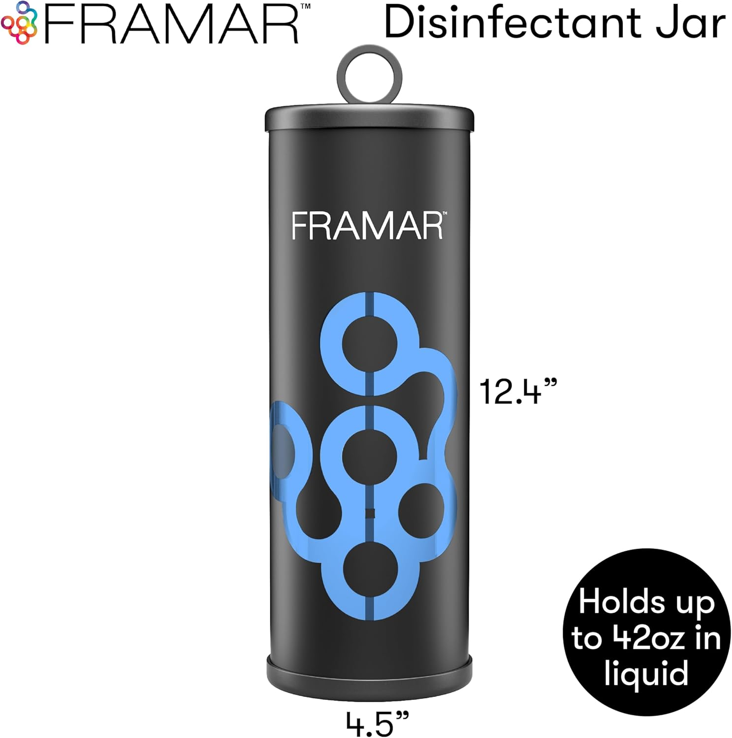 FRAMAR Disinfectant Jar for Salon - Barber Disinfectant Jar, Spa Jar, Disinfecting Jar, Barber Jar, Hair Disinfectant Liquid, Salon Disinfectant Jar, Desinfectante Jar, Barber Accessories &ndash; Matte image number 2