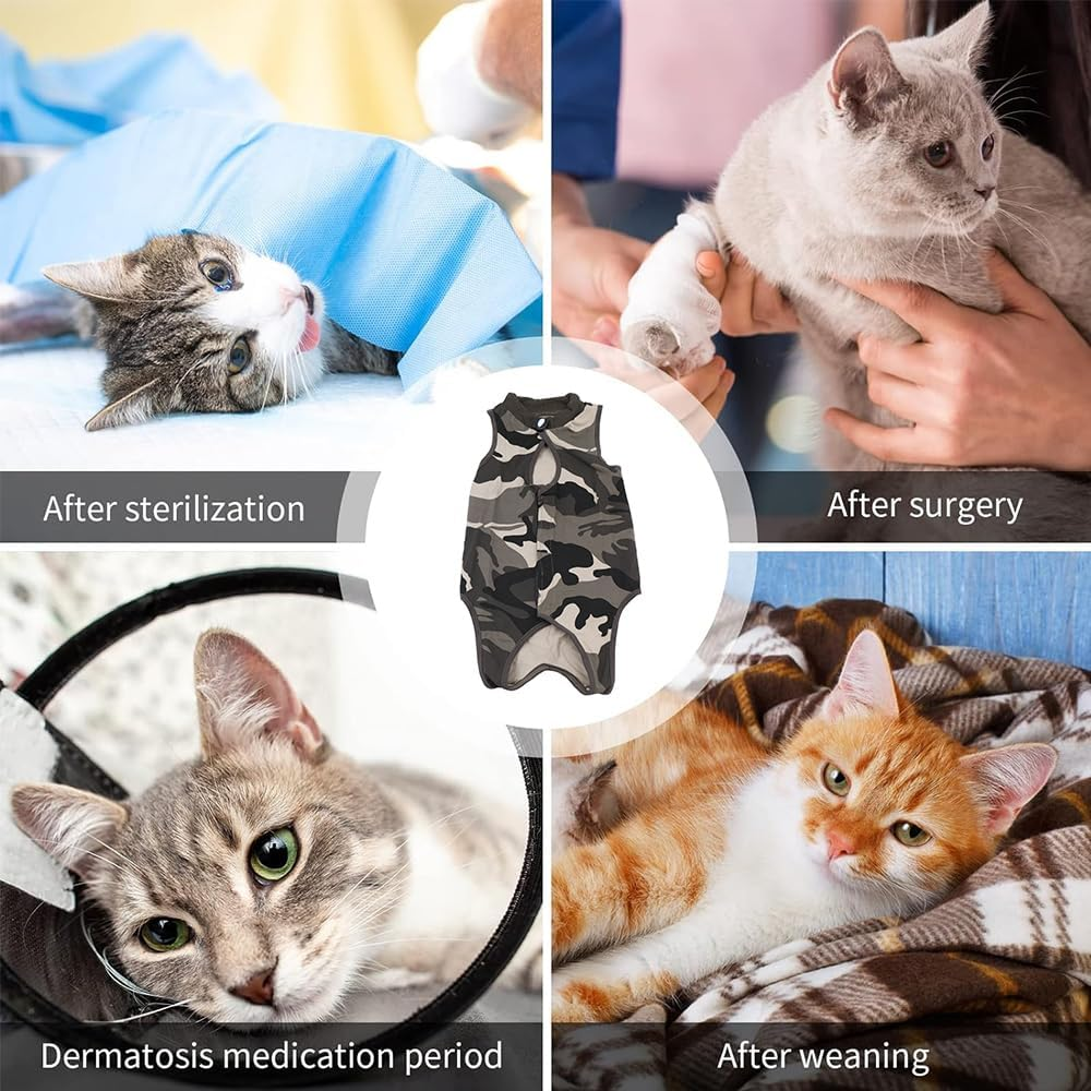 Ieron Cat Camouflage Suit, Soft Modal Fabric, Lightweight and Breathable, Perfect for Post-Surgery Comfort, Large image number 2