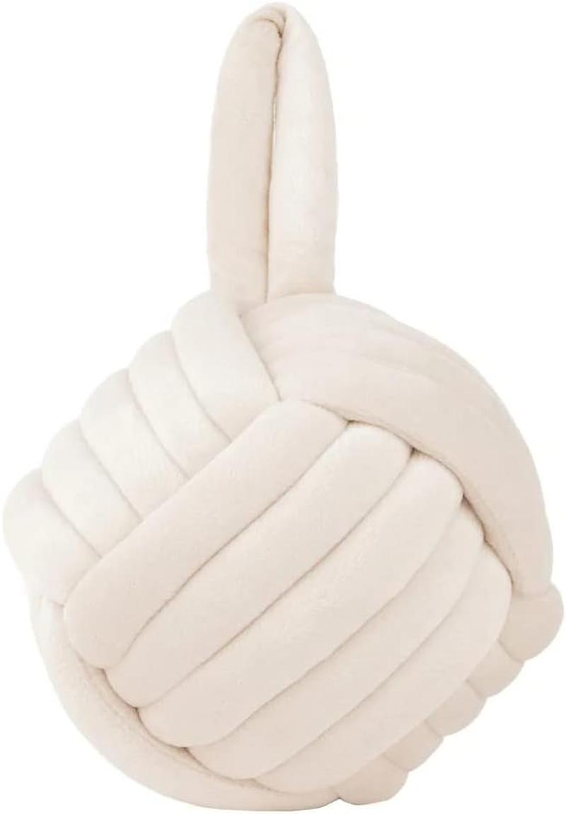Furn Knot Velvet Door Stop &ndash; Soft Plush Weighted Decorative Doorstop, Modern Home Decor (Natural)