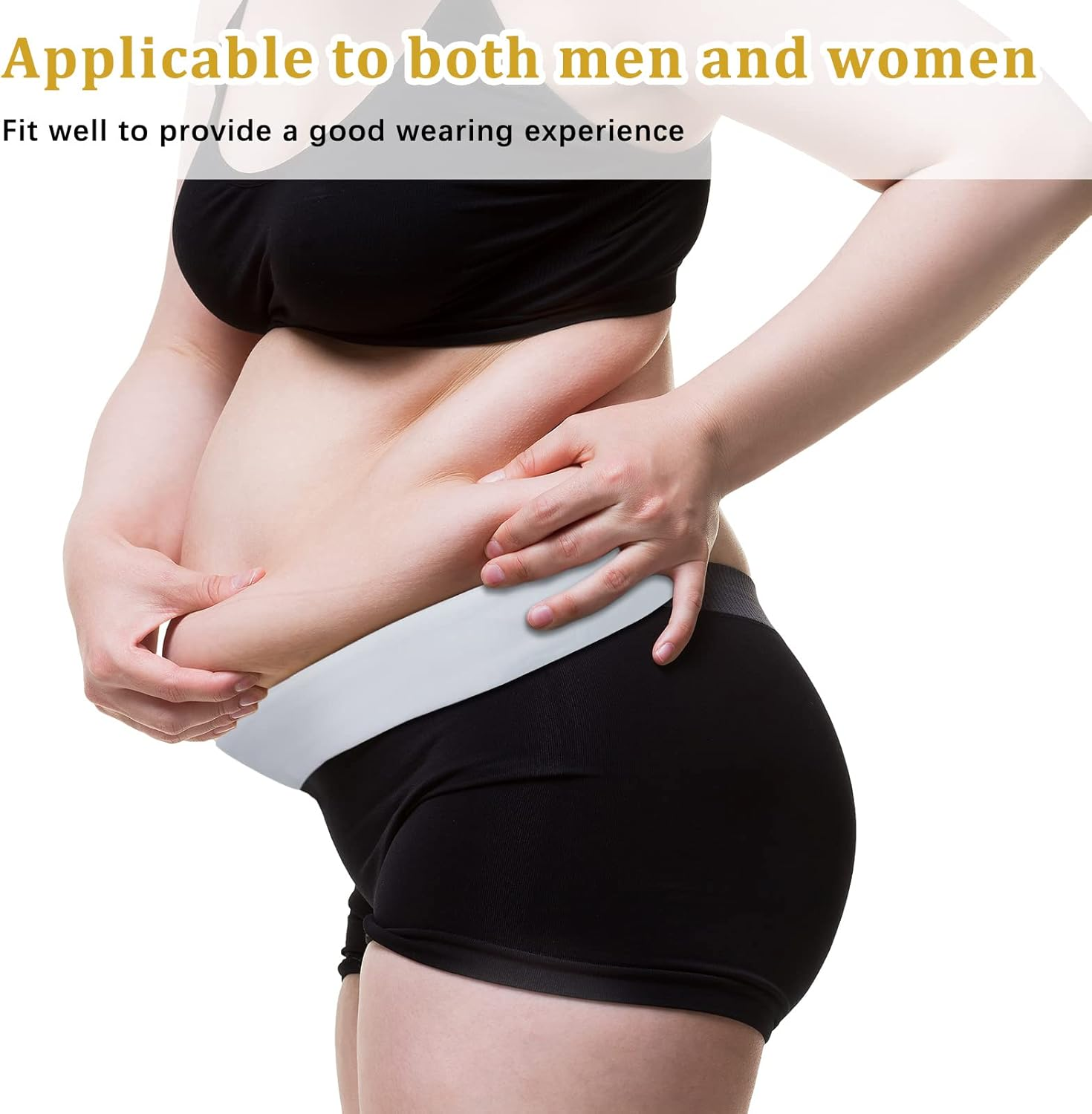 Boyiee 6 Pack Tummy Liners for Sweat Rash plus Size under Belly Stomach Pad Band Women Men, Xx-Large, Black, White and Khaki (Boyiee-Tool-Bt78C) image number 3