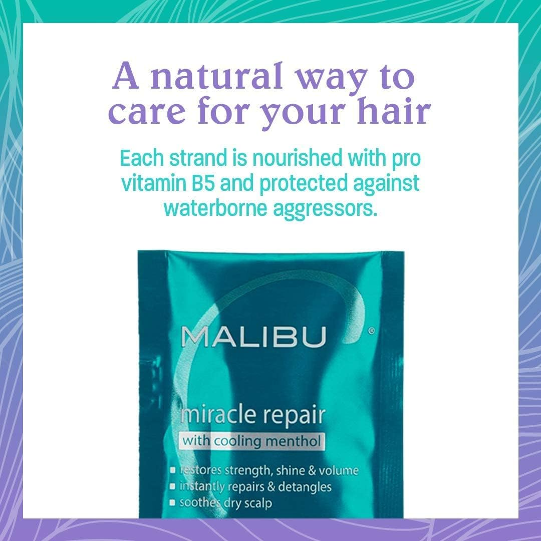Malibu C Miracle Repair Hair Reconstructor with Cooling Menthol - Nourishing Hair Repair Treatment for Weak, Damaged Strands - Scalp Invigorating Hair Care