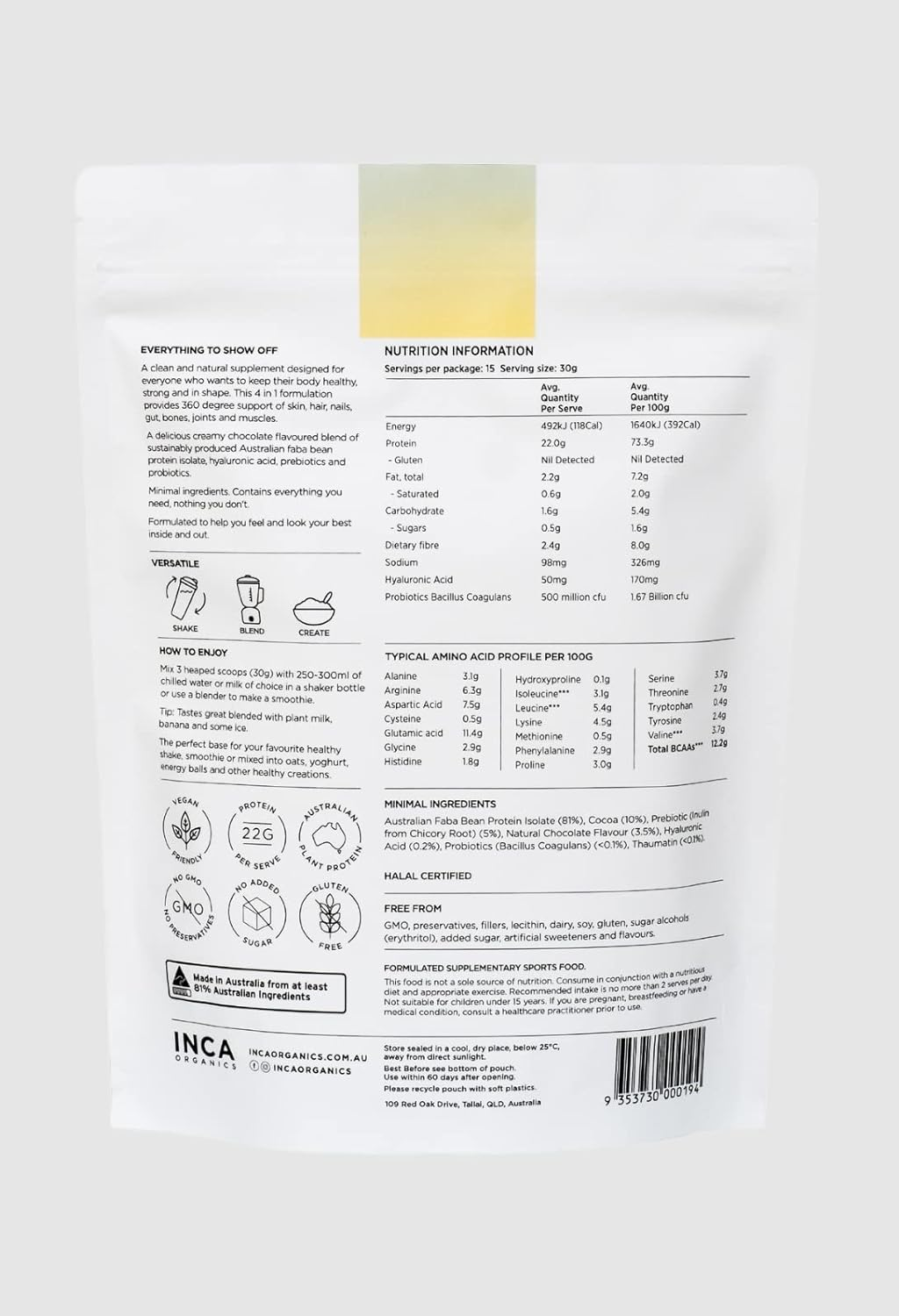 Skin Body Gut Natural Plant Protein -Chocolate image number 1