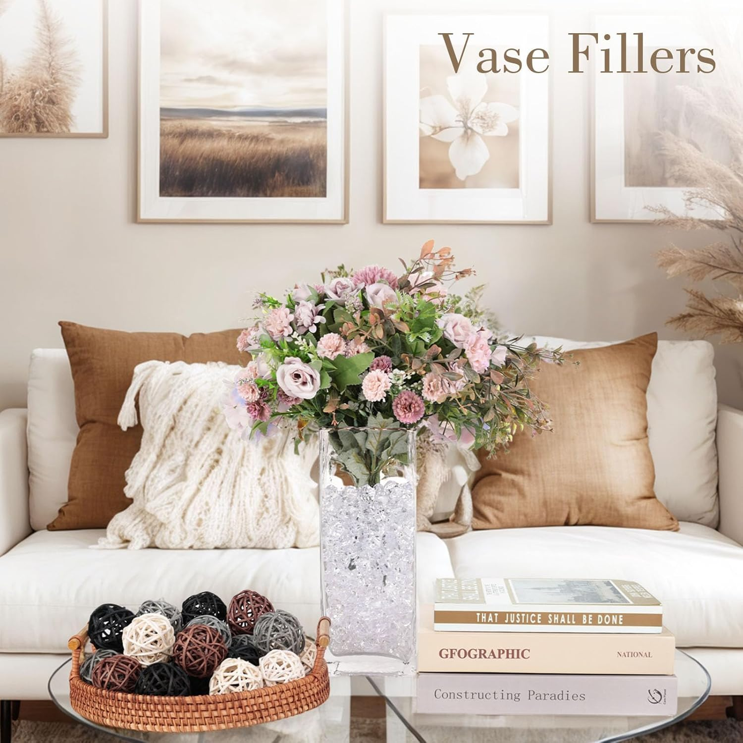 FACAICAI 200Pcs Premium Blue Fake Ice, Acrylic Ice Rocks Plastic Rocks Acrylic Stones Crushed Ice Cubes Diamonds Gems for Winter Vase Fillers Winter Decoration (Clear) image number 1