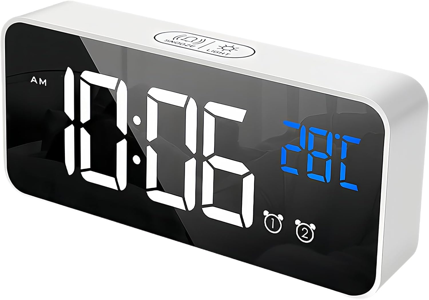 Lecoirrax Upgraded Digital Alarm Clock, Bedside Digital Clock for Kid Adult, Large LED Clock, Snooze, Temperature, 4-Level Brightness, 12/24H, 13 Music USB Rechargeable Clock for Bedroom Office(Black)