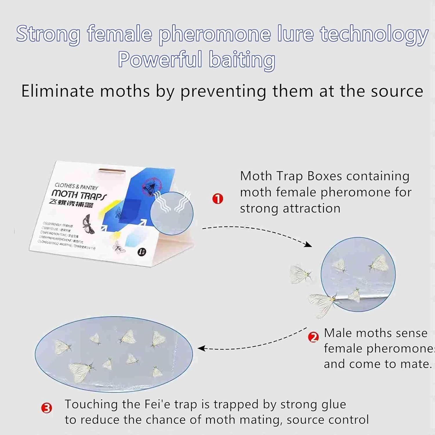 4-Pack Pantry Moth Traps with Pheromones: Efficient, Safe, Non-Toxic Sticky Glue Traps for Indoor Food Cupboards and Kitchens image number 4