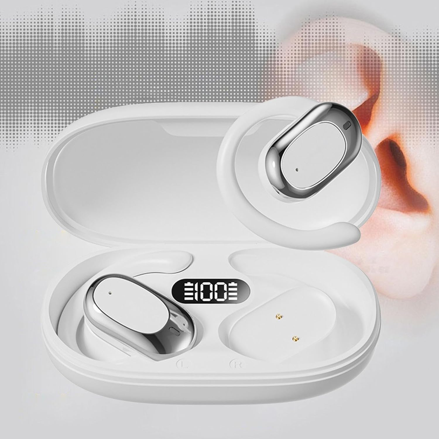 Translation Earbuds Rechargeable Open Ear Earhooks for Working Office Travel White image number 4