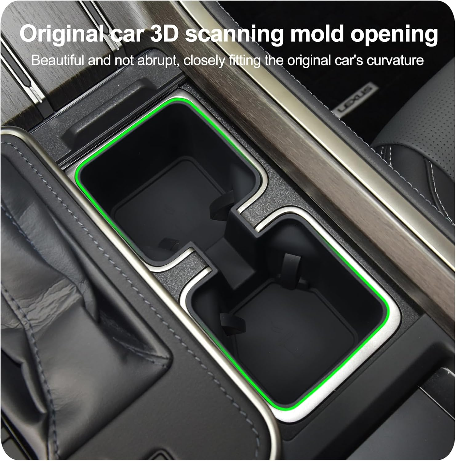 Smabee Center Console Cup Holder Insert for 2024 2025 Lexus GX 550 GX550 Accessories Silicone Drink Organizer Interior Black image number 1