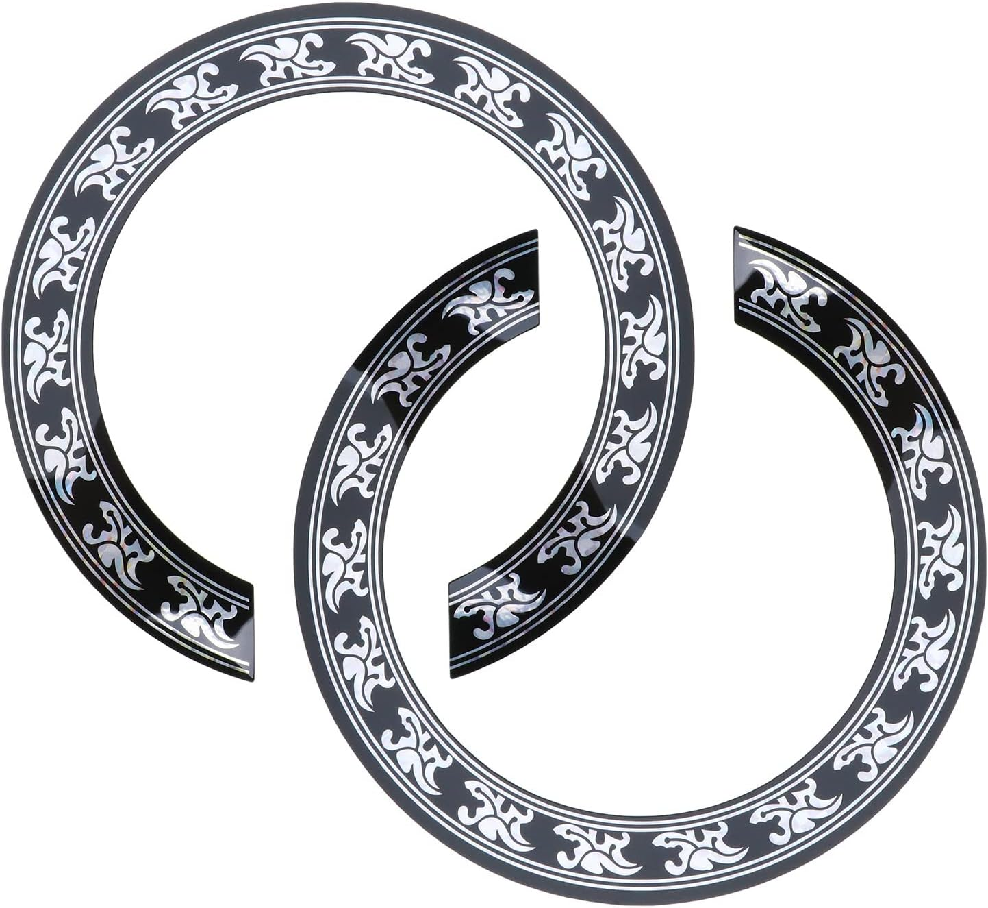 Ecsing 2PCS Guitar Sound Hole Sticker Self-Adhesive Acoustic Guitar Inlay Decal Classical Guitar Rosette Decoration Decal Musical Instrument Accessory 104Mm image number 1