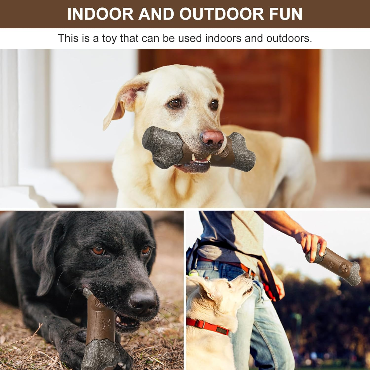 Jasonwell Dog Chew Toys for Large Medium Breed Aggressive Chewer Durable Dog Chew Toys Squeaky Dog Birthday Toy Dog Toothbrush Interactive Tough Nylon Indestructible Dog Toy for Large Dogs image number 1