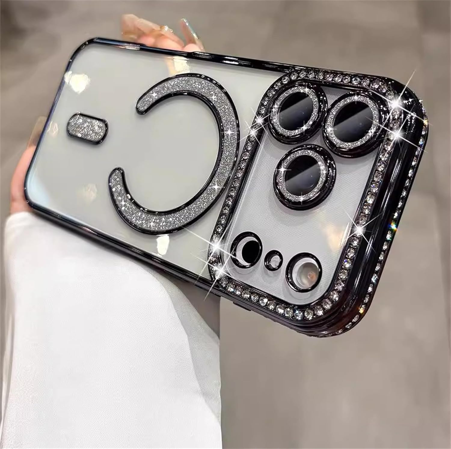 Einaily Glitter Case for Iphone 17 Pro Max for Magsafe Transparent Case with Bling Sparkly Diamond Protective Case for Girls Soft TPU Bumper Cover Shockproof Scratch-Resistant Mobile Phone Case For