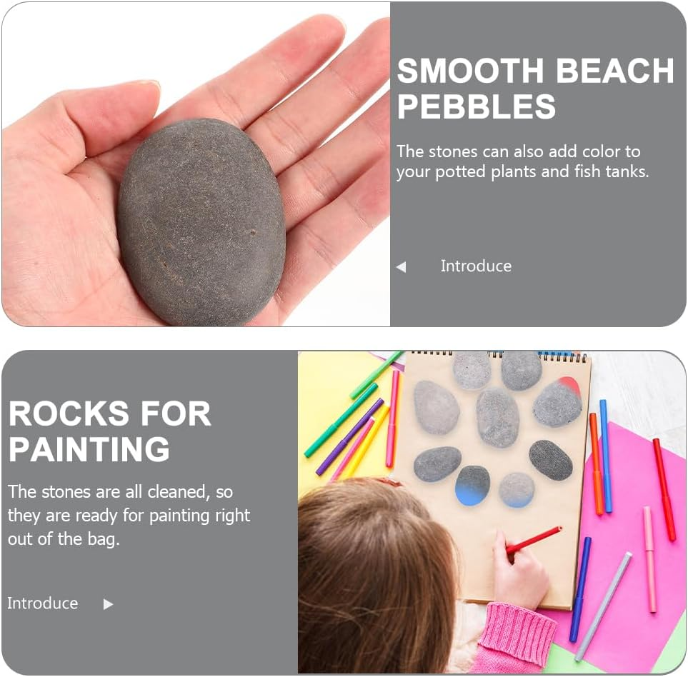 TEHAUX 20Pcs Smooth Painting Stones - Natural Grey Pebbles for DIY Crafts, Kids Art Projects, Home Decor, 3-5Cm, Polished Surface image number 5