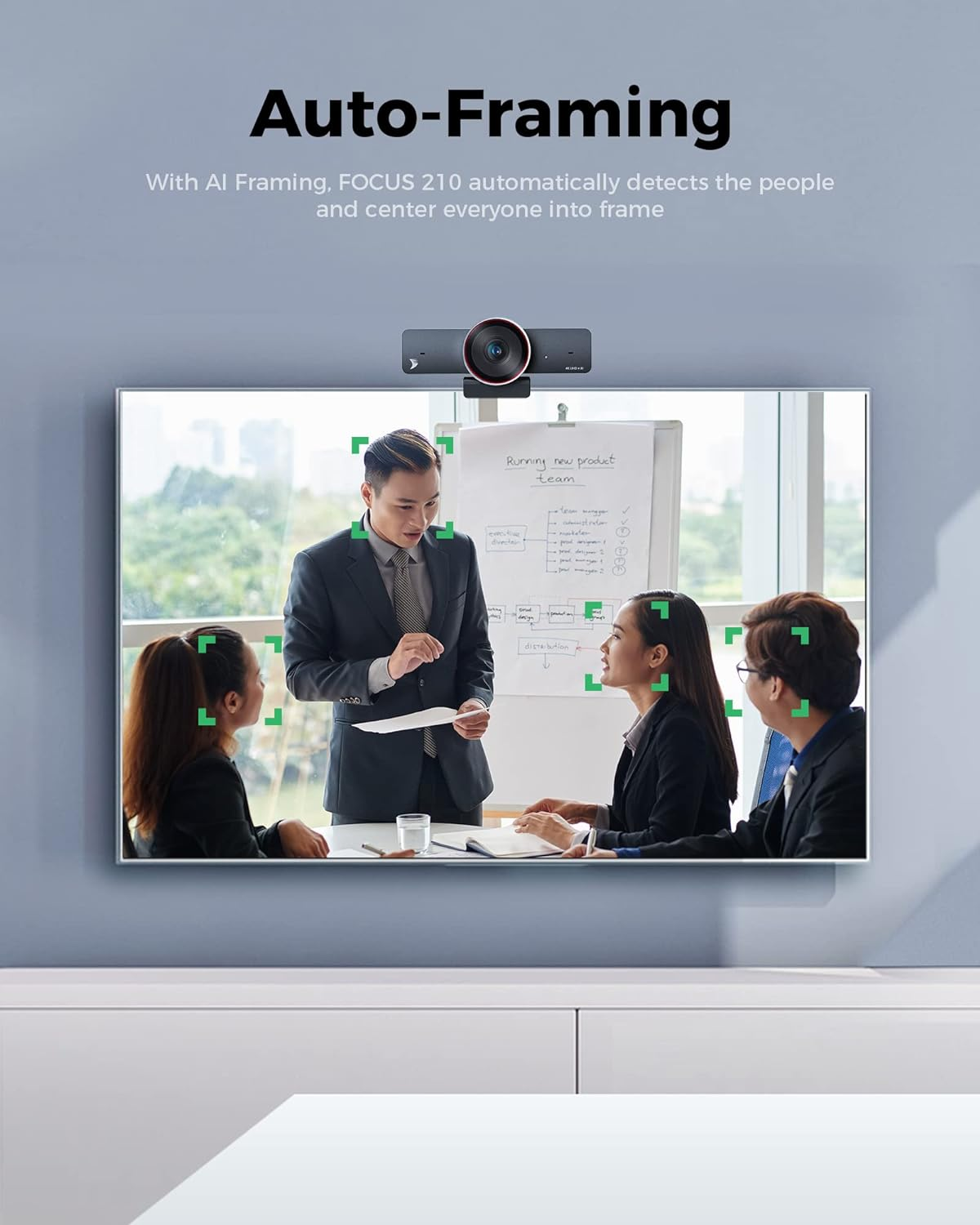 WYRESTORM 4K Conference Webcam with AI Tracking, Auto Framing, 120&deg; Wide Angle, 90Fps, 8X Digital Zoom, Eptz, Dual Mics, Conference Room Webcam for Video Call, Remote Education, HD Live Streaming