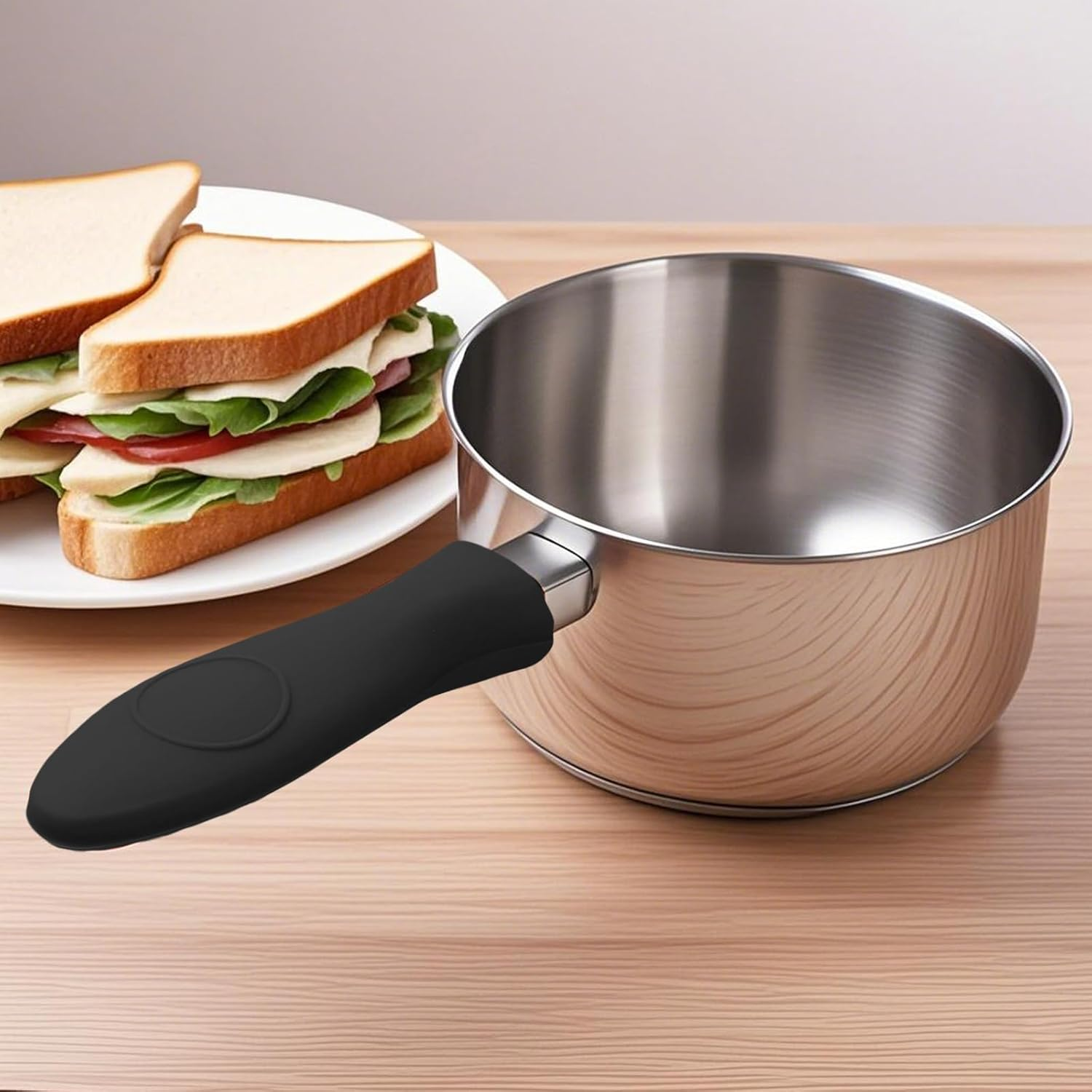 Non-Slip Silicone Handle Holder, Pyhot 2 Pack Black Silicone Cast Iron Handle Cover Skillet Grip Sleeve Cover for Pans Cookware image number 3