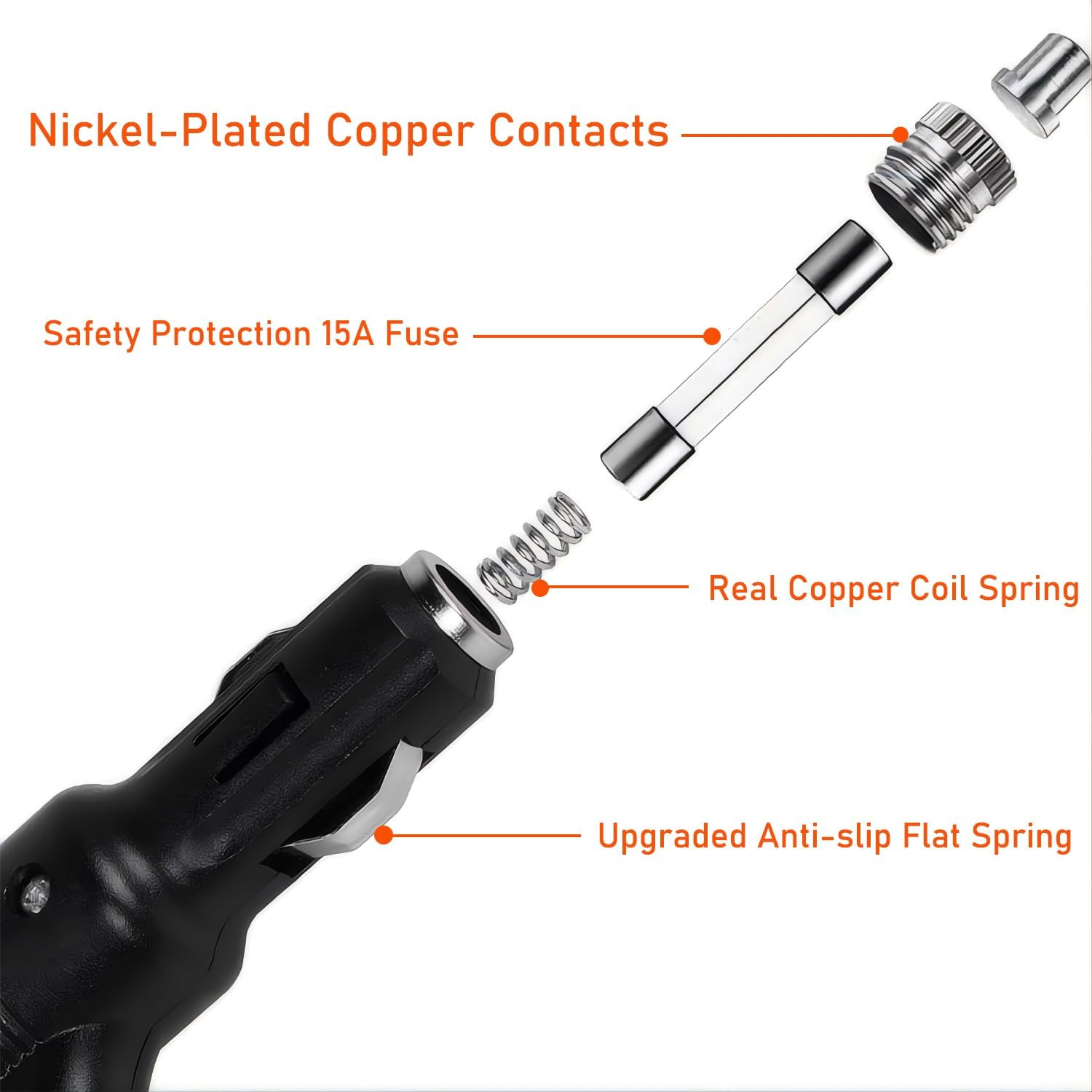 Cigarette Lighter Splitter, 12V Splitter, Dual Cigarette Lighter Adapters for Cars, 12V/24Vcigarette Lighter Plug with on off Switch, Overload Protection and 15A Fuses (Black 2 Ports) image number 2