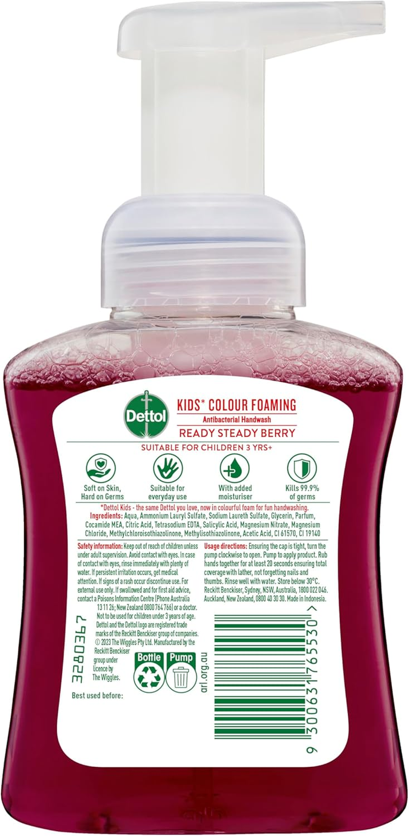 Dettol Kids Colour Foaming Hand Wash Berry 250Ml X 6 (Pack of 2) image number 3