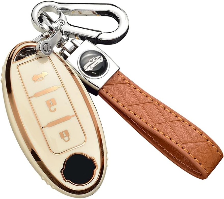 Ontto Car Key Fob Cover Fit for Nissan 350Z Qashqai J10 J11 X-Trail T31 T32 Kicks Tiida Pathfinder Murano Note Juke Key Case TPU Silicone Key Shell Key Holder Keychain Accessories Gray B