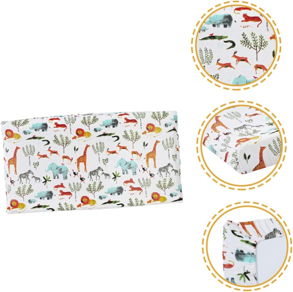 Muslin Changing Pad Cover for Babies, Breathable Diaper Changing Table Sheet Forest Animal Print, Detachable Cotton Fabric, Suitable for Nursery and Infant Care image number 2