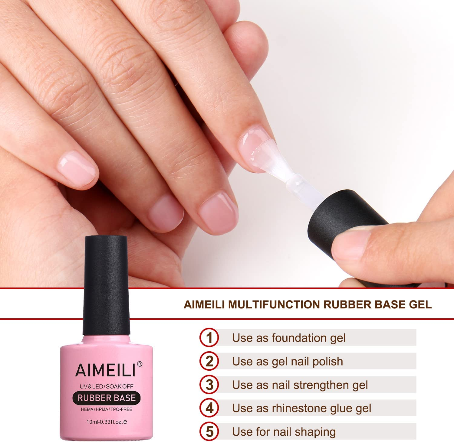 ALMEILI Rubber Base Color Gel for Nail, Soak off UV LED Gel Nail Polish, Correcting Coating with Enhanced Adhesion (430) 10Ml image number 4