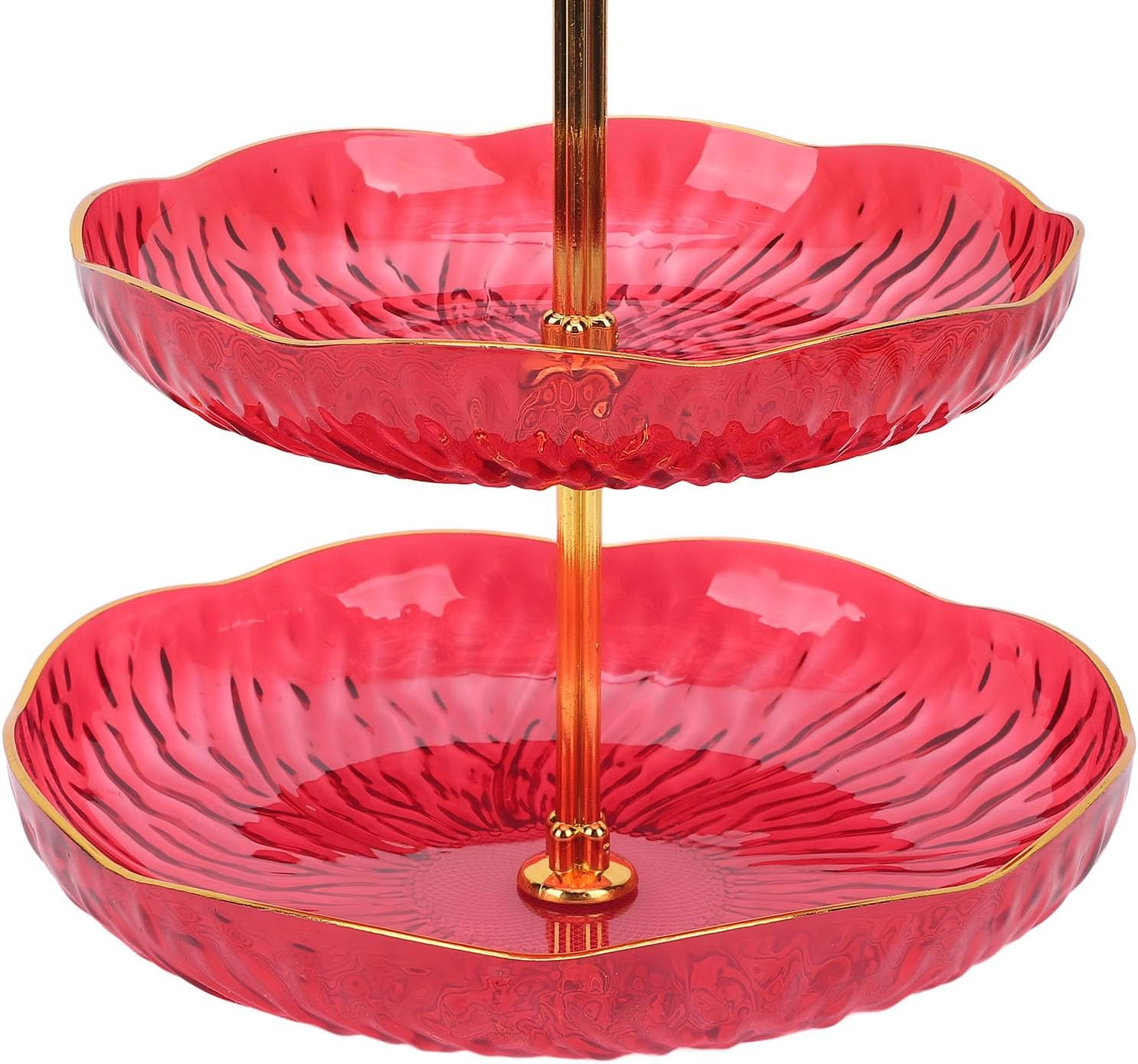 Pomya Hanging Bird Bath Tray, Aesthetic Enduring 3 Tier Hanging Bird Feeder Acrylic Promote Air Circulation for Backyard (Red) - Red image number 1