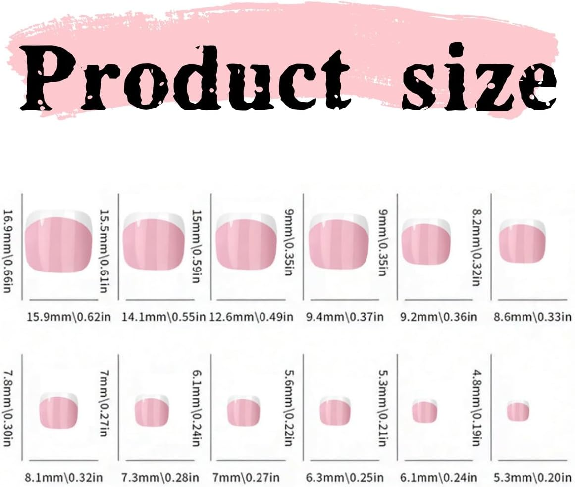 120 Pieces Zxjsisy of White-Edge Pink Fake Toenails, Pink Full Coverage Fake Nails, Short Square Gel Toenail Pieces, Suitable for DIY Manicures and Nail Salons image number 3