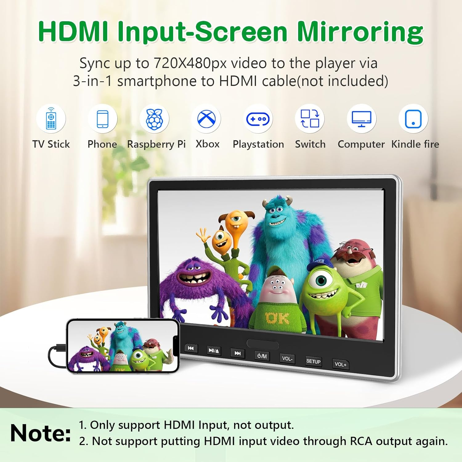 Eonon 10.1 Inch Car DVD Player with Headrest Mount, Headrest DVD Player with Headphone, Suction-Type Disc In, HDMI Input, Support USB/SD Card, AV In/Out, Last Memory, Region Free - L0327 image number 1